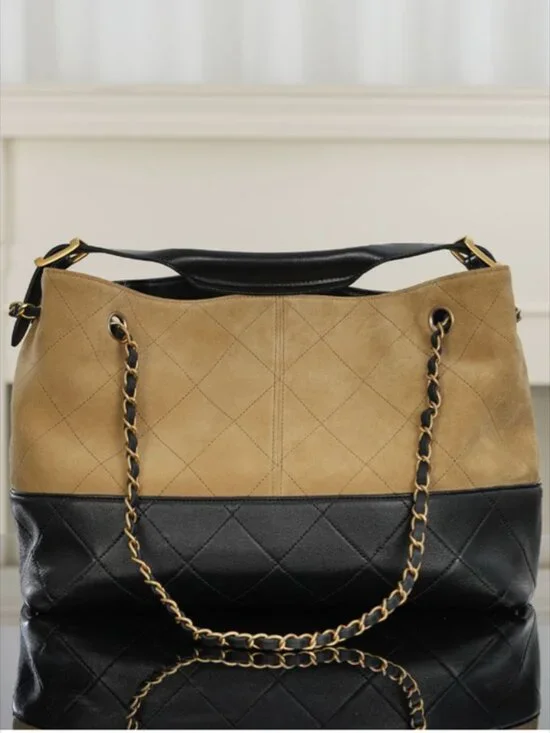 Chanel Two-Tone Suede & Leather Hobo Tote - Picture 7 of 7